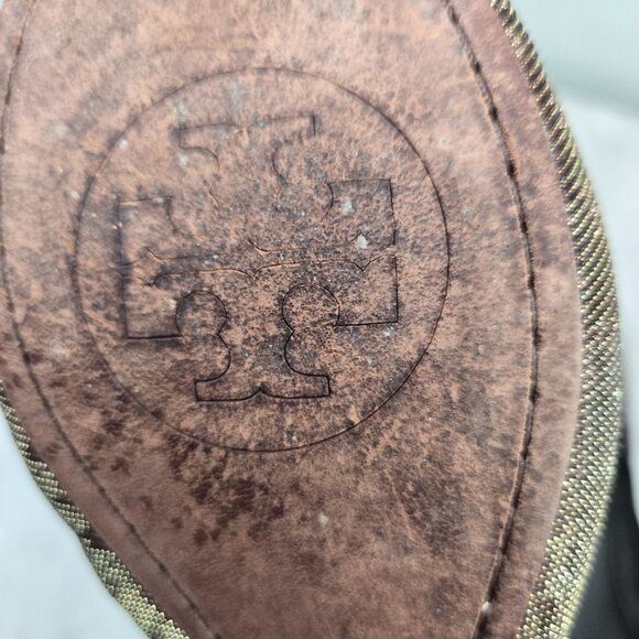 Tory Burch Brown Flats with Gold Logo - Picture 10 of 11